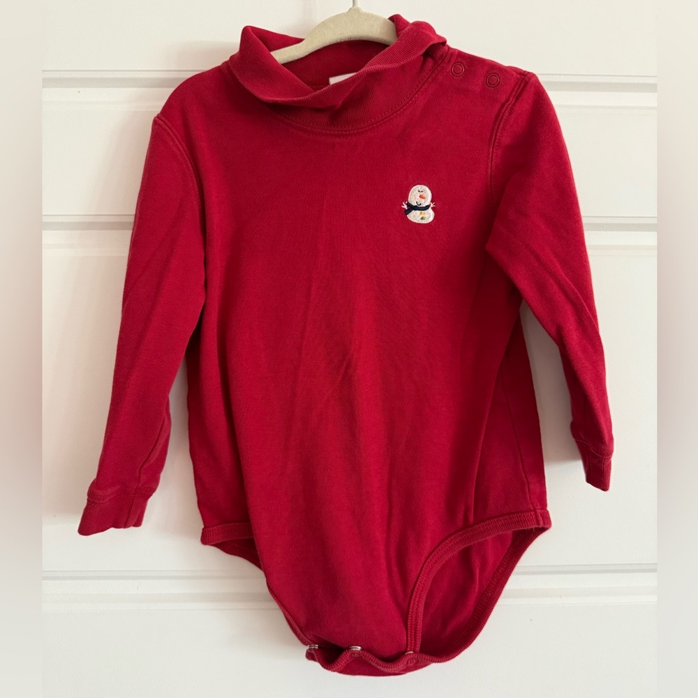 Talbots Red Kids Bodysuit with Snowman Design